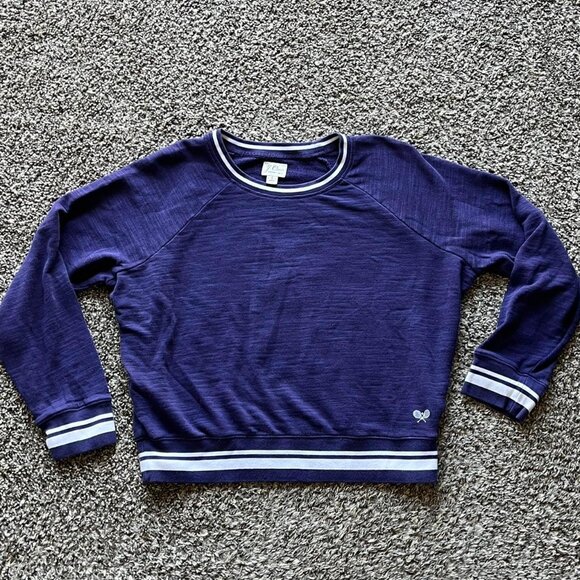 Jcrew Purple White Vintage Fleece Women Small Sweatshirt, 100% Cotton, Tennis - Picture 1 of 7